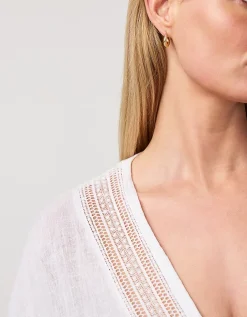 Linen Lace Insert Maxi Kaftan