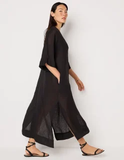 Linen Lace Insert Maxi Kaftan