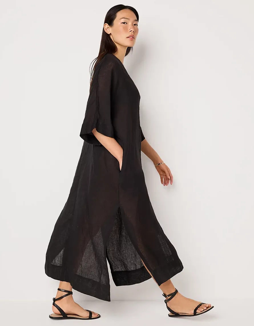 Linen Lace Insert Maxi Kaftan
