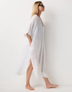 Linen Lace Insert Maxi Kaftan