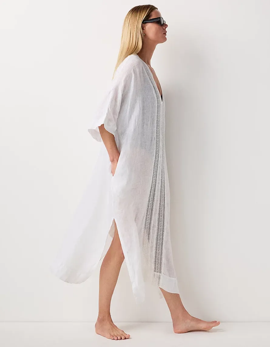 Linen Lace Insert Maxi Kaftan