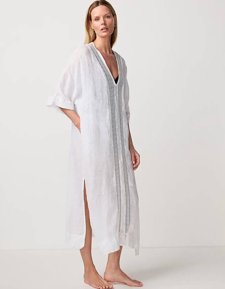 Linen Lace Insert Maxi Kaftan