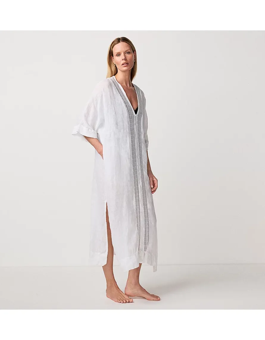 Linen Lace Insert Maxi Kaftan