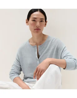 Linen-Rich Button Placket Jumper