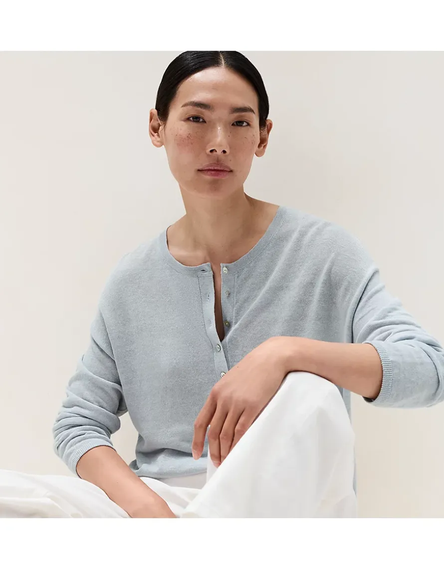 Linen-Rich Button Placket Jumper