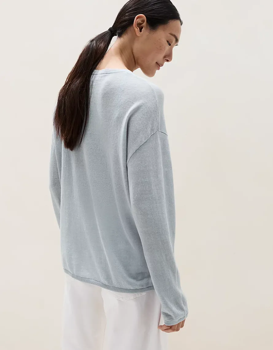Linen-Rich Button Placket Jumper
