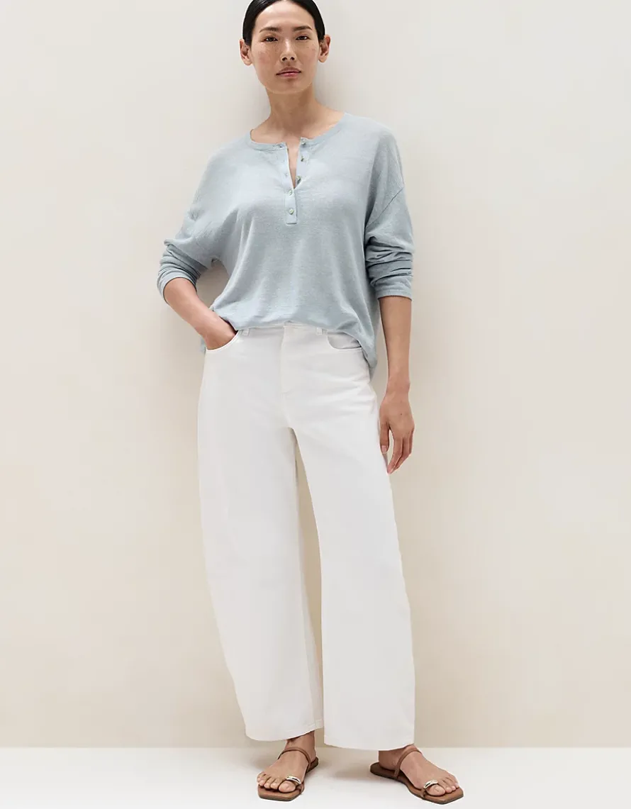 Linen-Rich Button Placket Jumper