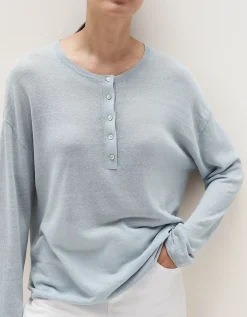 Linen-Rich Button Placket Jumper
