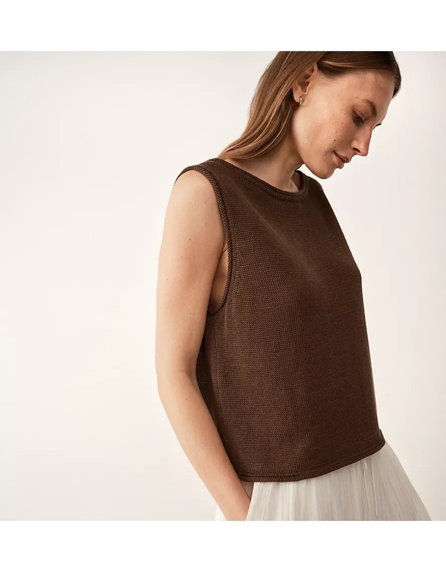 Linen Roll Edge Cropped Tank
