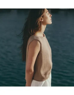 Linen Roll Edge Cropped Tank