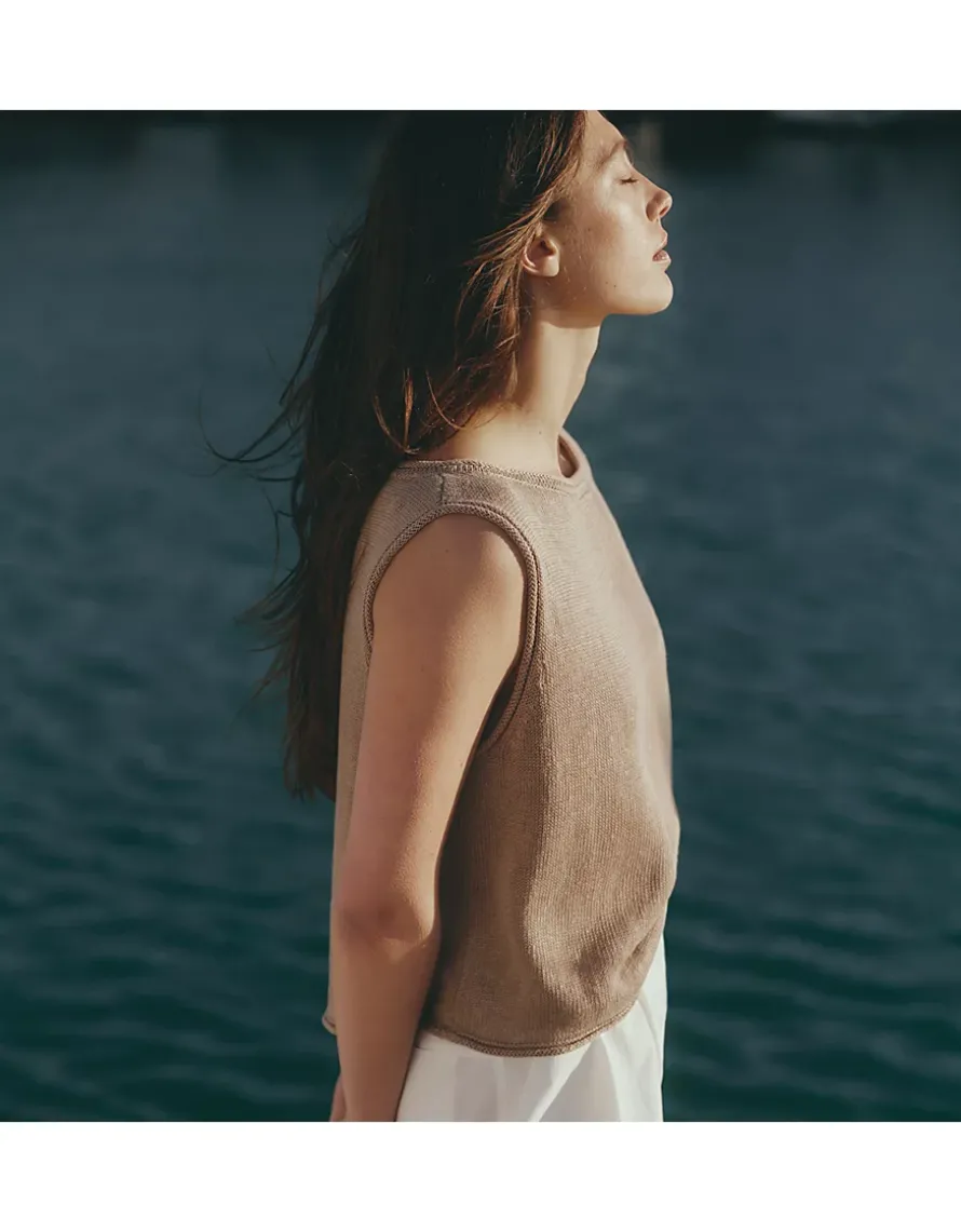 Linen Roll Edge Cropped Tank