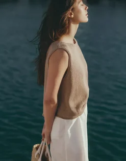Linen Roll Edge Cropped Tank