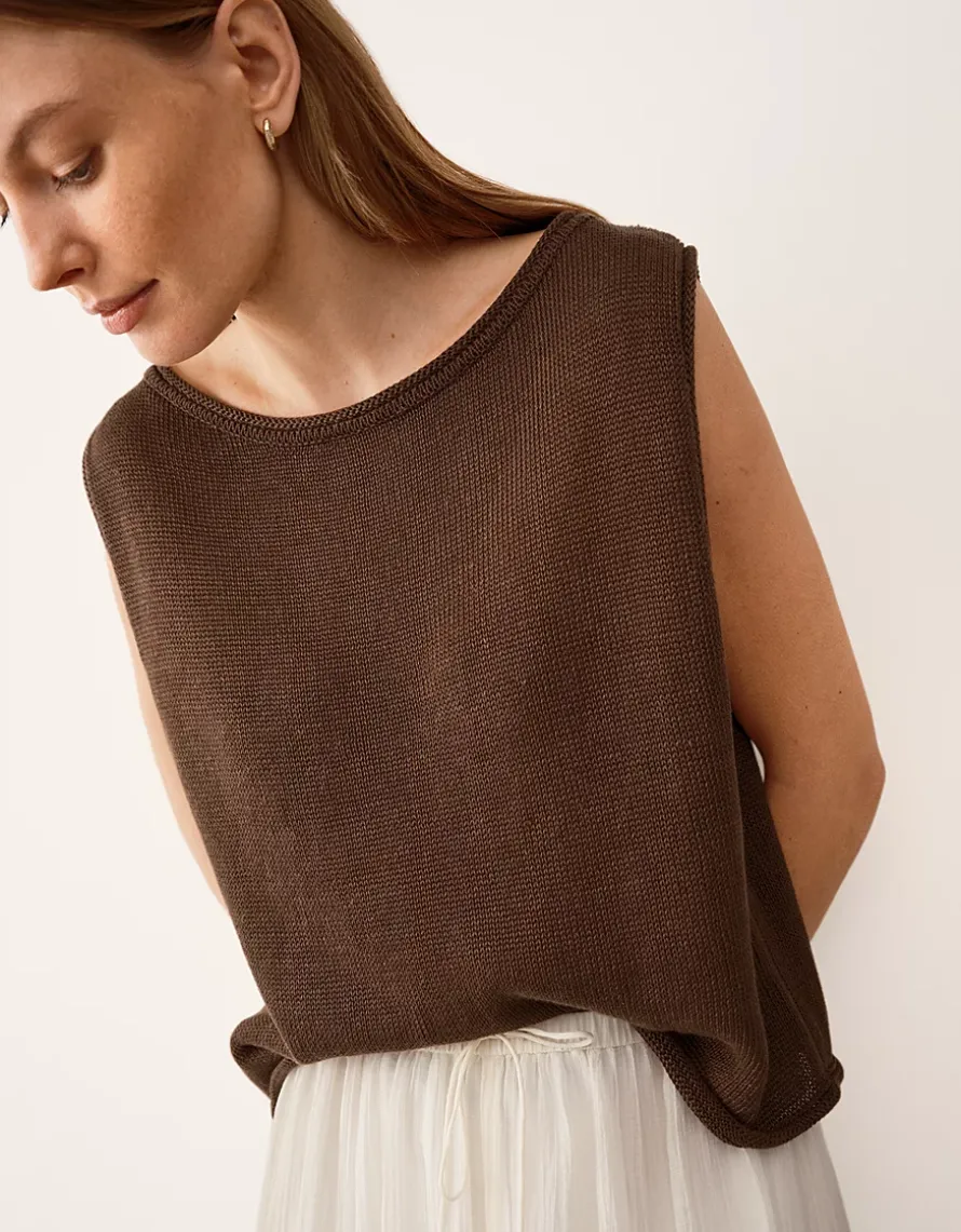 Linen Roll Edge Cropped Tank