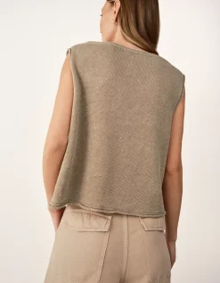 Linen Roll Edge Cropped Tank
