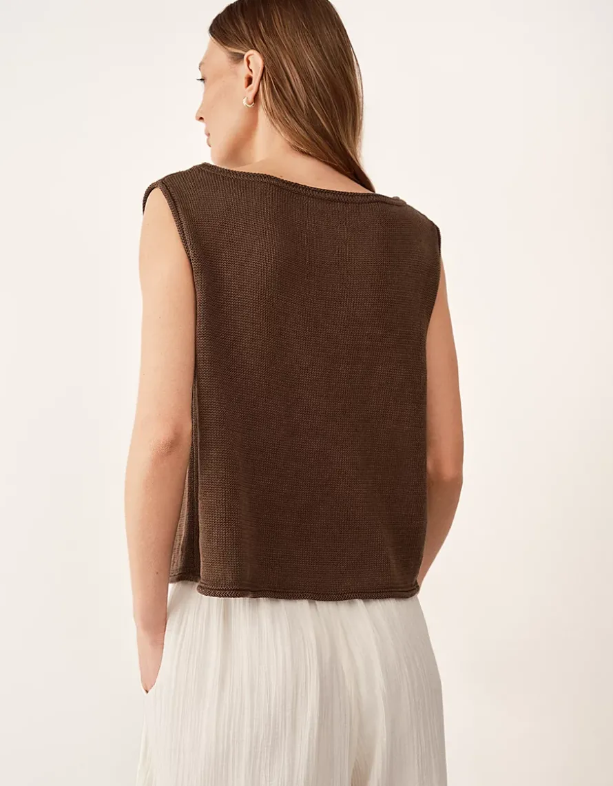 Linen Roll Edge Cropped Tank