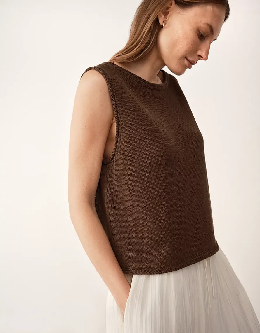 Linen Roll Edge Cropped Tank