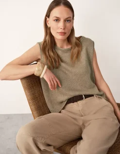 Linen Roll Edge Cropped Tank