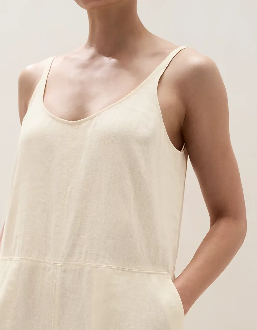 Linen Scoop Neck Elasticated Cuff Jumpsuit