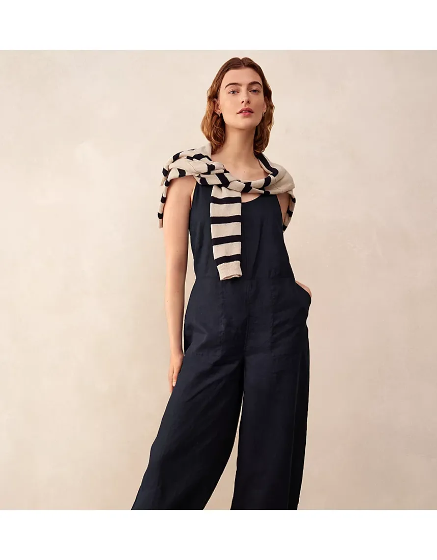 Linen Scoop Neck Elasticated Cuff Jumpsuit