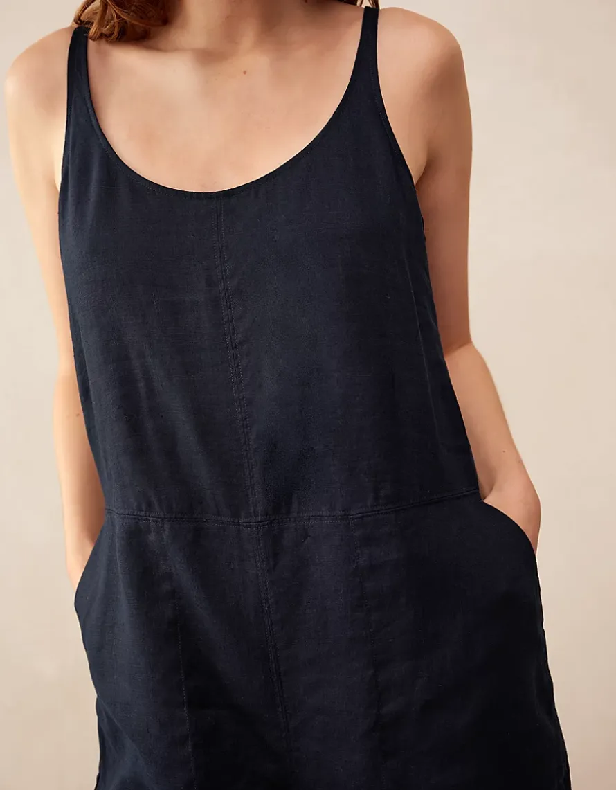 Linen Scoop Neck Elasticated Cuff Jumpsuit