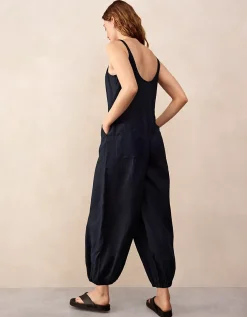 Linen Scoop Neck Elasticated Cuff Jumpsuit