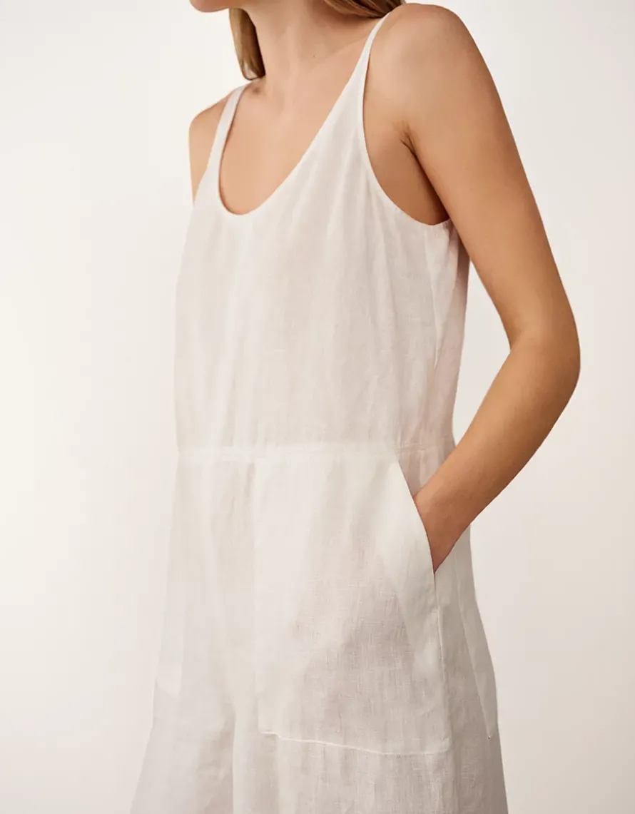 Linen Scoop Neck Elasticated Cuff Jumpsuit