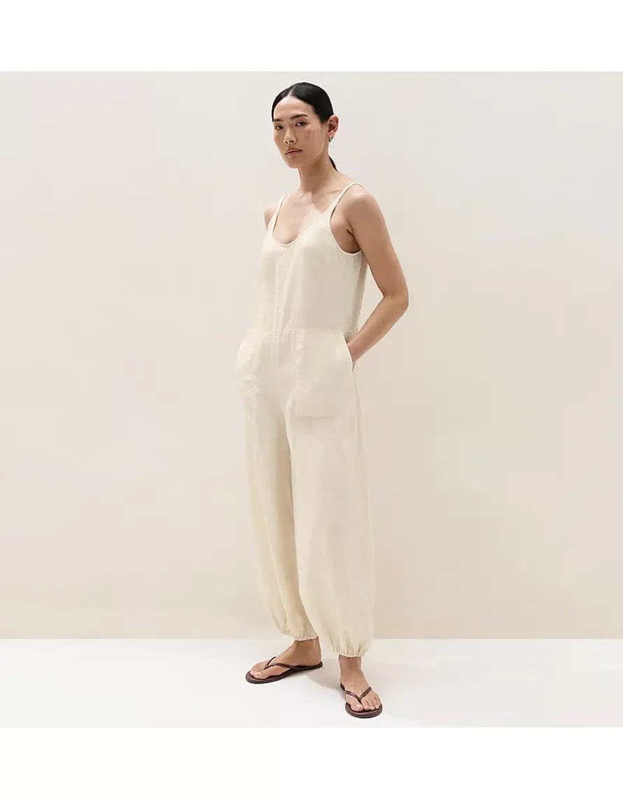 Linen Scoop Neck Elasticated Cuff Jumpsuit