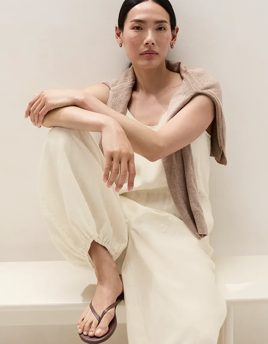 Linen Scoop Neck Elasticated Cuff Jumpsuit