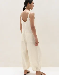 Linen Scoop Neck Elasticated Cuff Jumpsuit