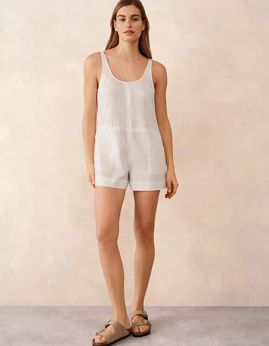 Linen Scoop Neck Playsuit