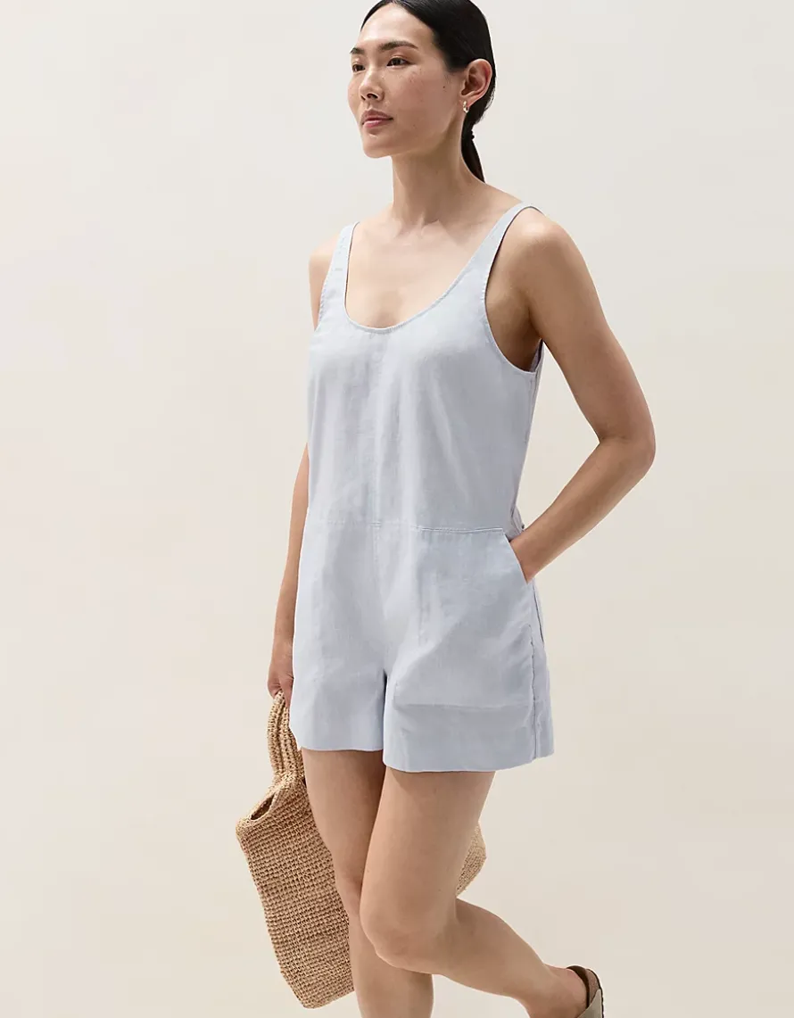 Linen Scoop Neck Playsuit