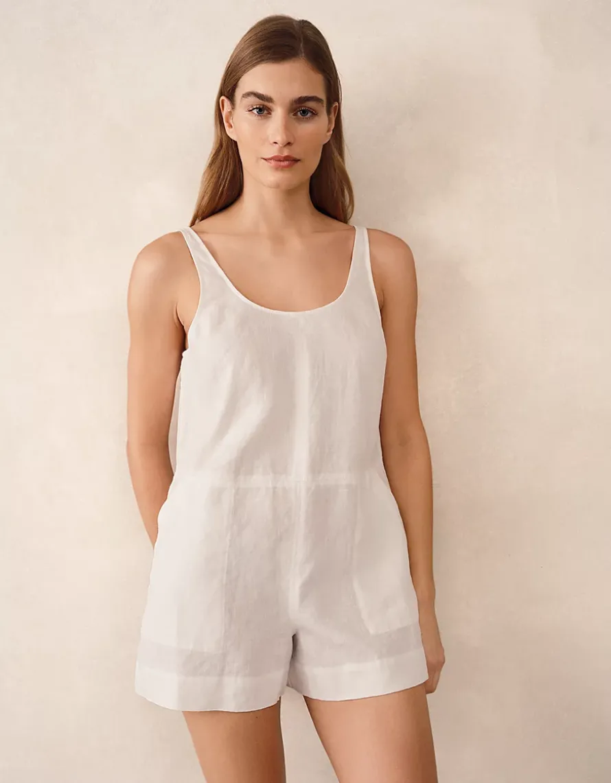 Linen Scoop Neck Playsuit