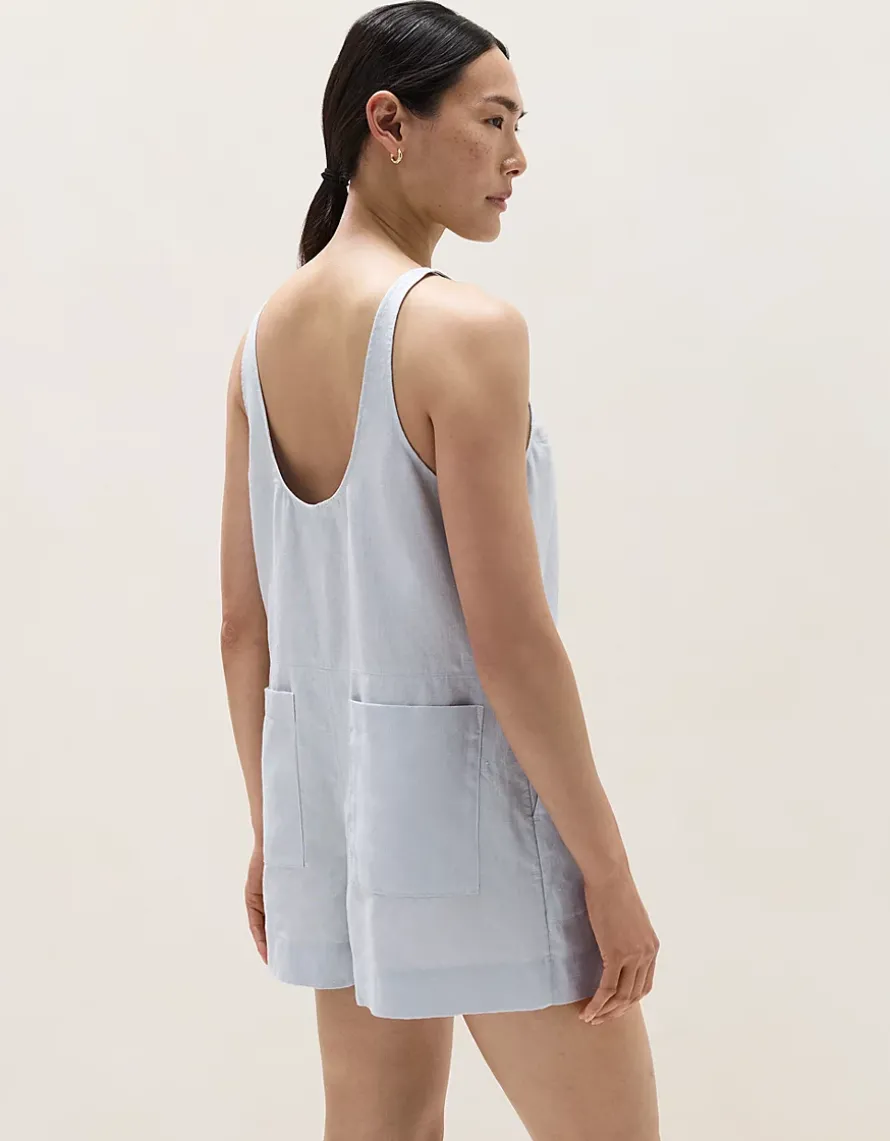 Linen Scoop Neck Playsuit