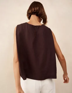 Linen Shoulder Detail Shell Top
