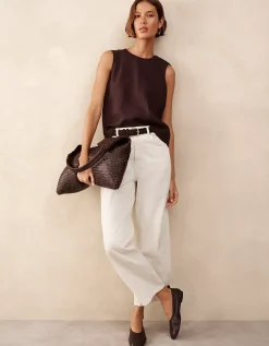 Linen Shoulder Detail Shell Top