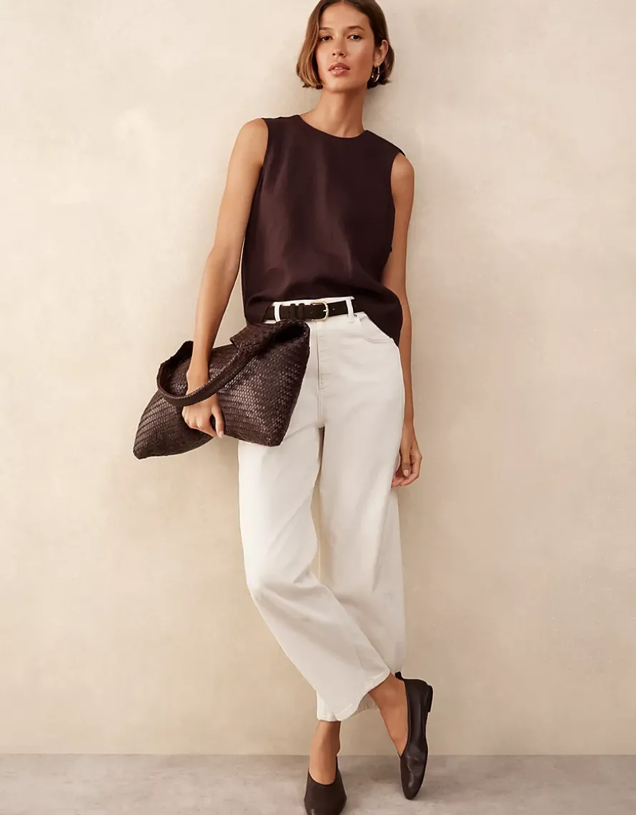Linen Shoulder Detail Shell Top