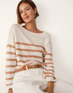 Linen Slash Neck Stripe Jumper