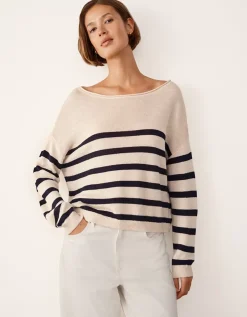 Linen Slash Neck Stripe Jumper
