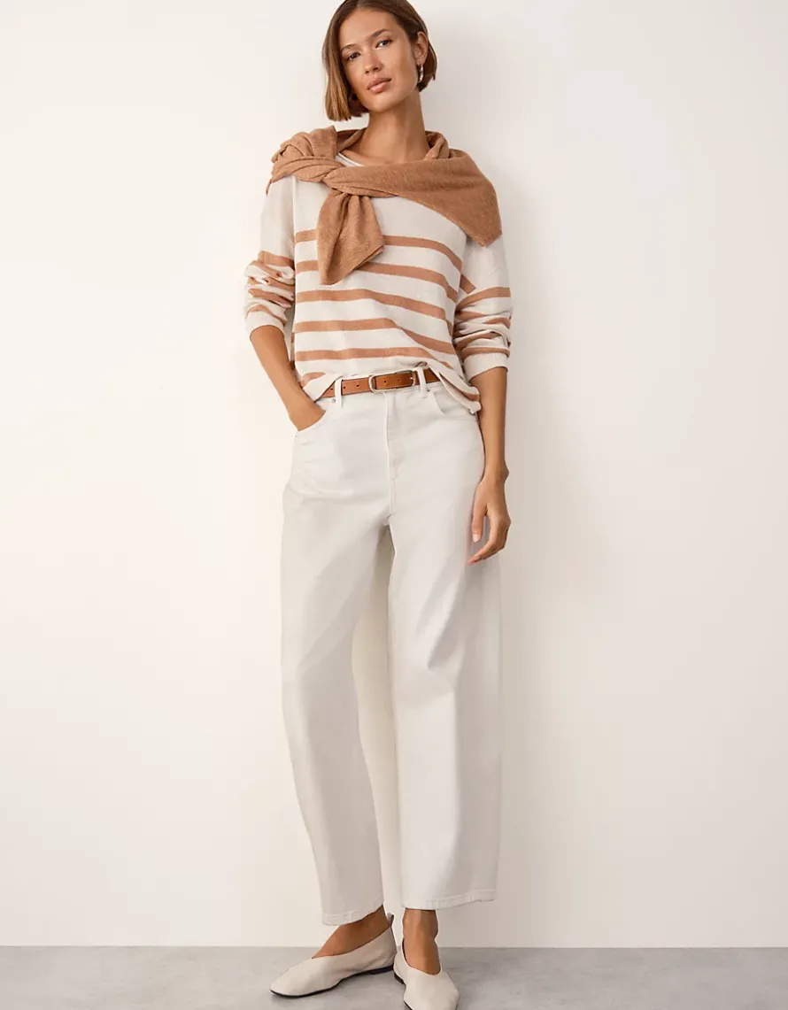 Linen Slash Neck Stripe Jumper