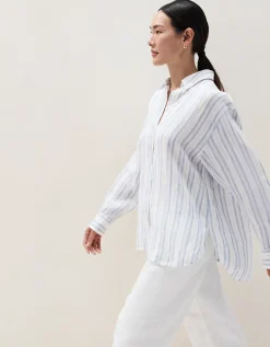 Linen Stripe Boyfriend Shirt