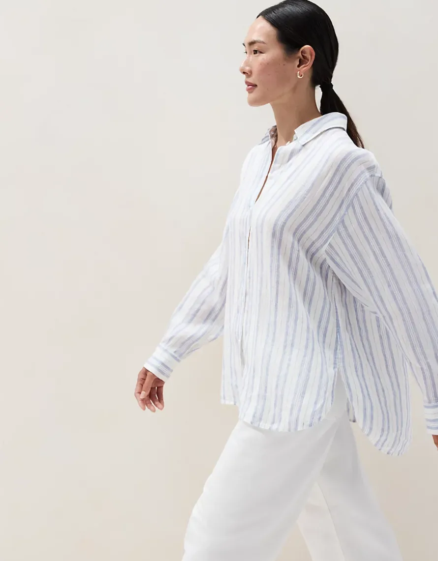Linen Stripe Boyfriend Shirt