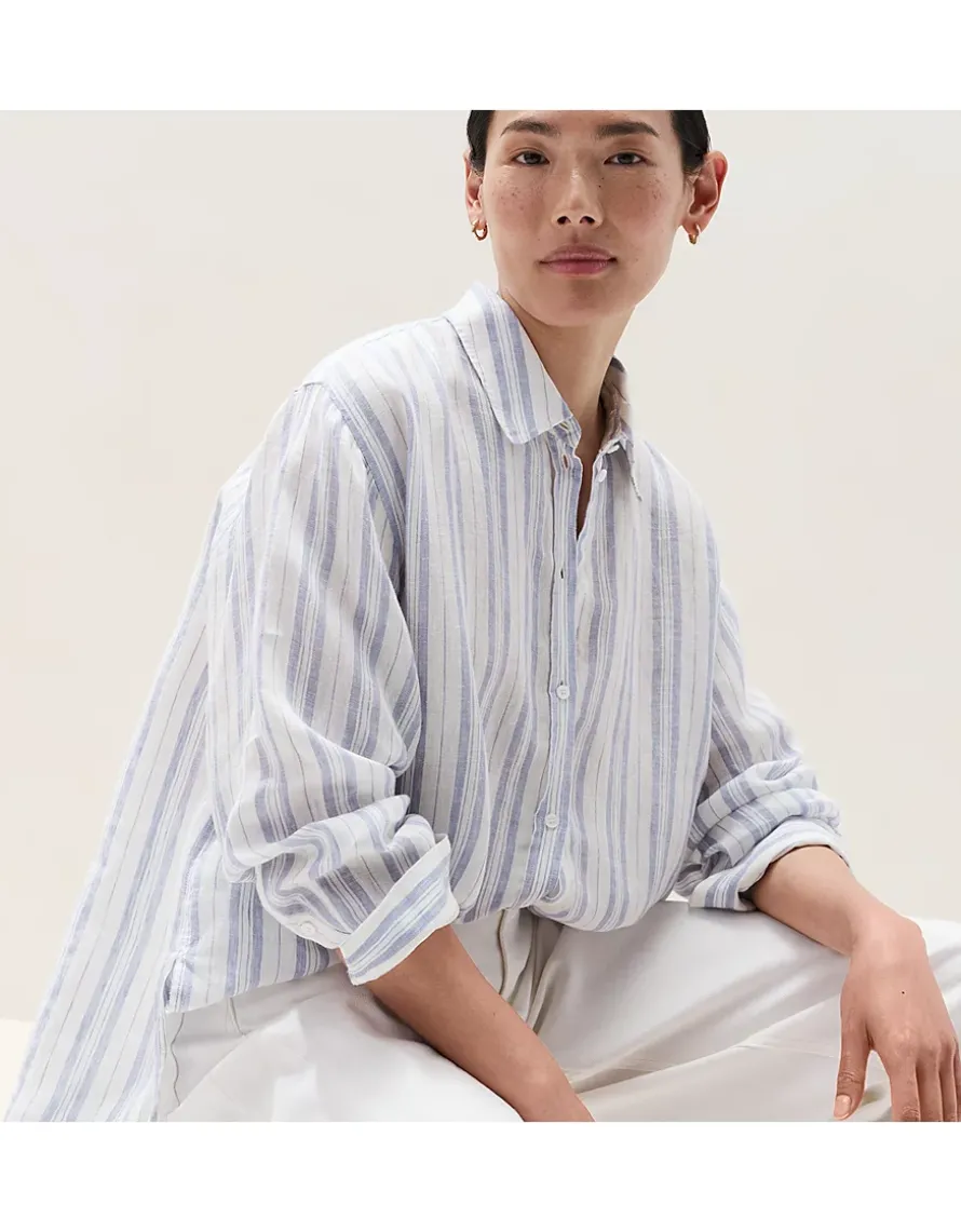 Linen Stripe Boyfriend Shirt