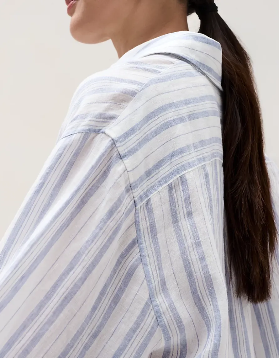 Linen Stripe Boyfriend Shirt