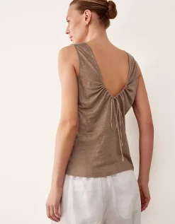 Linen Tie Back Sleeveless Top