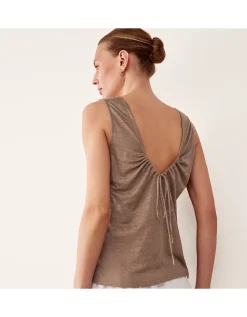 Linen Tie Back Sleeveless Top