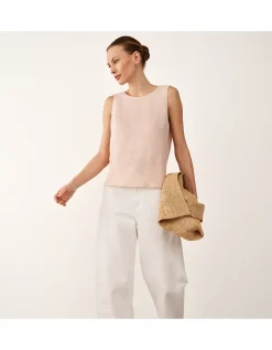 Linen Tie Back Sleeveless Top
