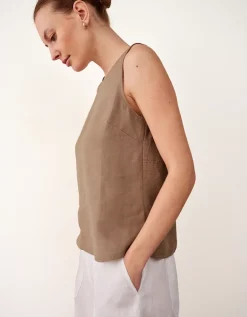 Linen Tie Back Sleeveless Top