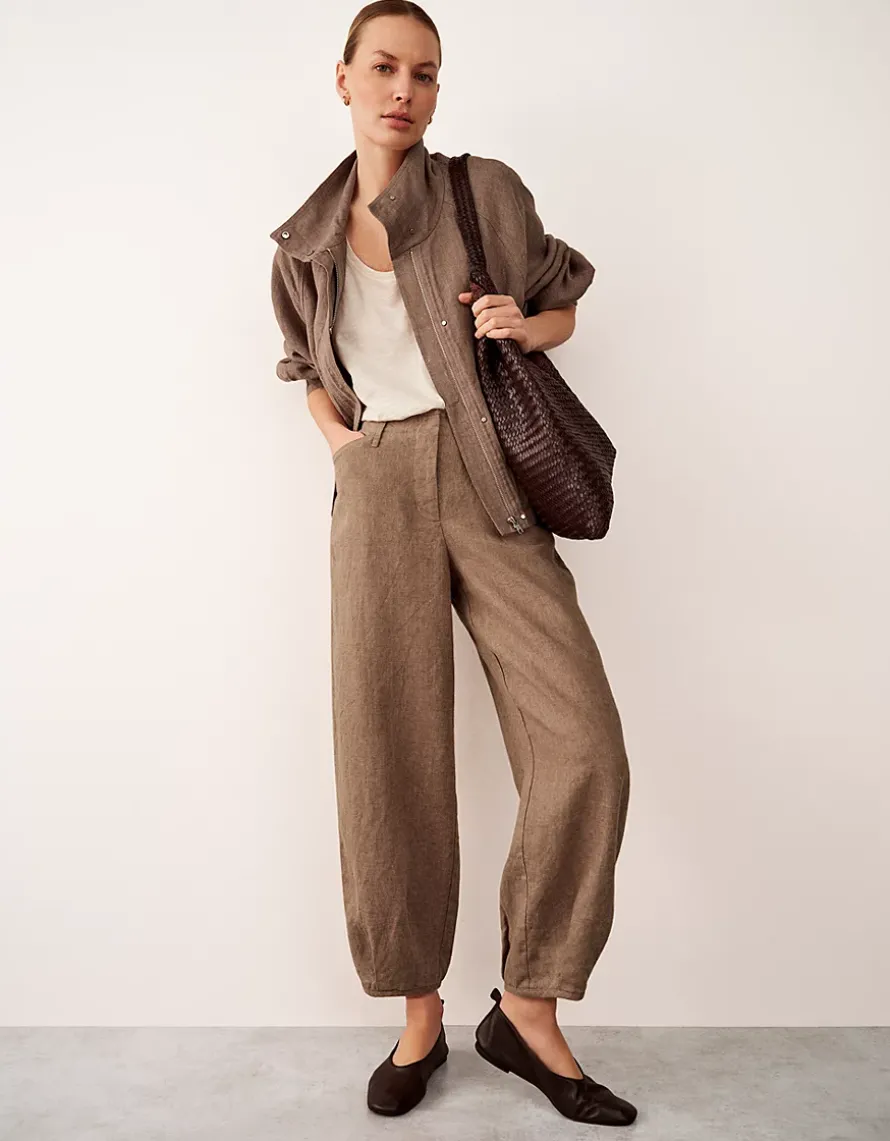 Linen Trousers with Darted Cuff