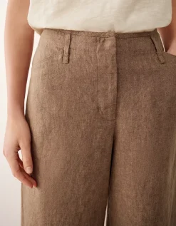Linen Trousers with Darted Cuff