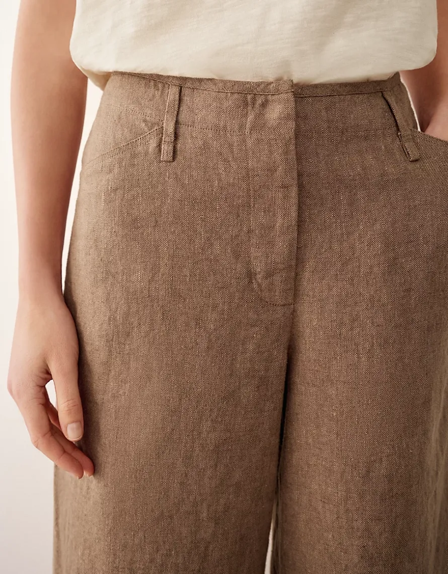 Linen Trousers with Darted Cuff